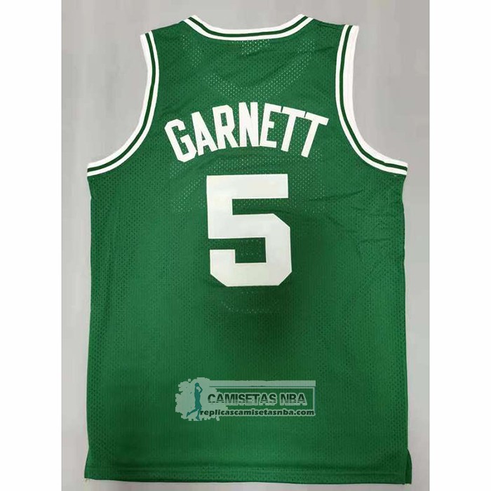 Camiseta Boston Celtics Kevin Garnett NO 5 Hardwood Classics Throwback Verde